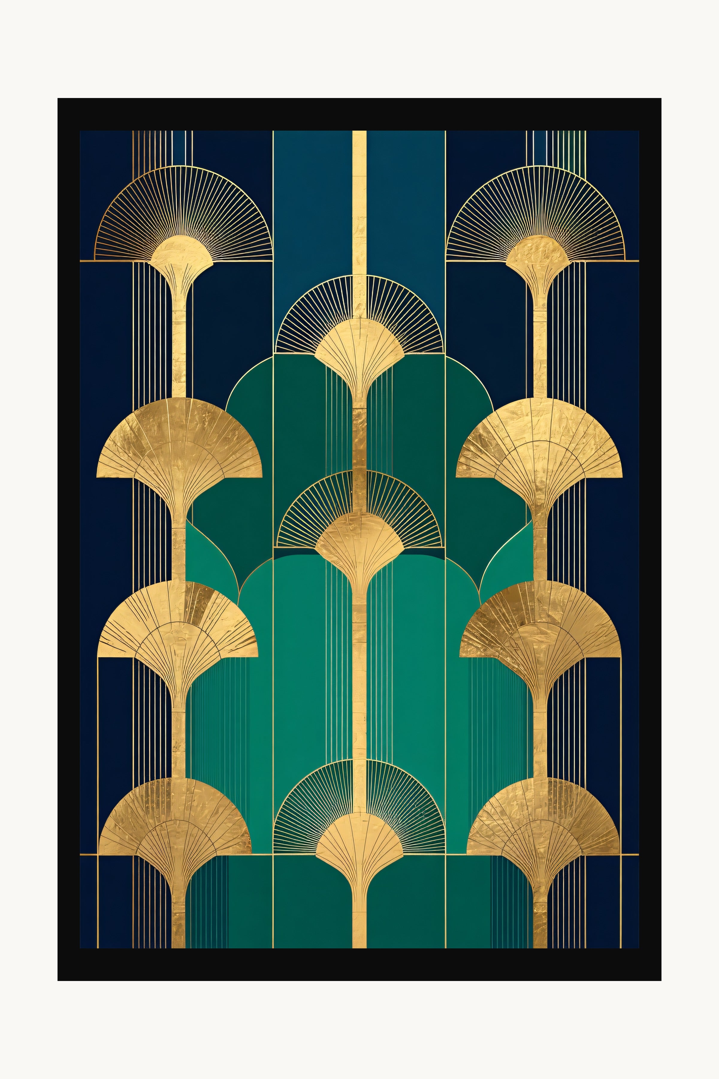 Golden Hour Deco — framed in black wood